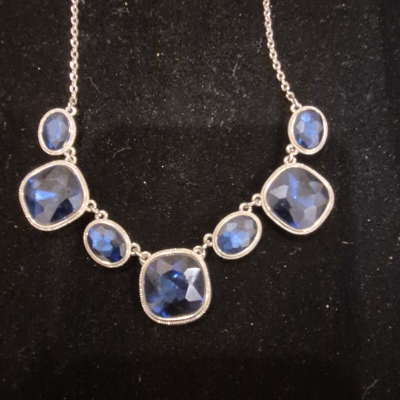 Crown Trifari Blue Gemstone Necklace 18" - Picture 3 of 4